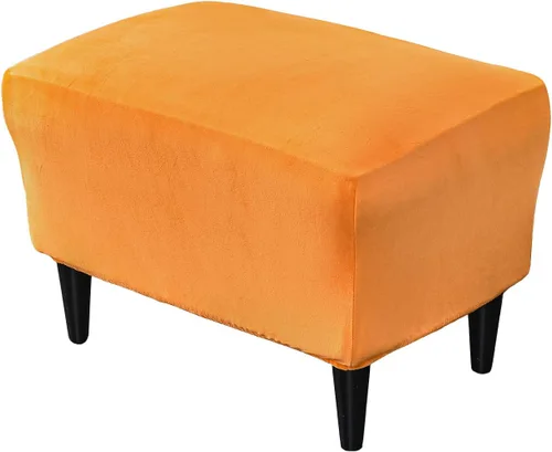 Vista 8 de Fundas otomanas elásticas, funda otomana de terciopelo, funda rectangular de almacenamiento para taburete, funda para reposapiés para sala de estar