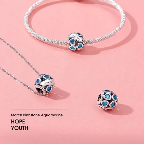 Vista 4 de NINGAN Dijes de piedra natal de marzo + marzo - Dije de nacimiento de narciso y mariposa para pulsera