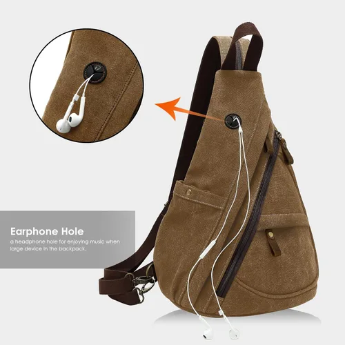 Vista 8 de Bolso bandolera pequeño, mochila casual para la escuela, para hombres y mujeres, Marrón, S, Mochilas tipo mochila