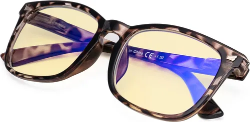 Vista 19 de Gafas de lectura cuadradas de gran tamaño con bloqueo de luz azul para mujeres y hombres
