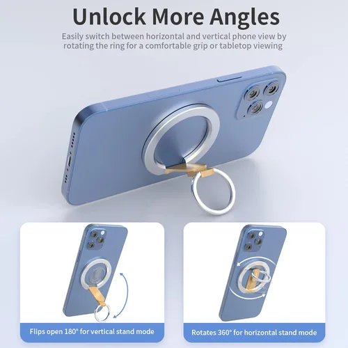 Vista 6 de RapidX Snapo - Agarre y soporte magnético 2 en 1 para teléfono, soporte con soporte ajustable, MagSafe compatible con iPhone 14, 13, 12 Pro, Pro