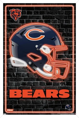 Vista 12 de NFL Chicago Bears - Póster de pared con casco neón 23, 22.4 pulgadas de largo x 14.7 pulgadas, versión enmarcada de madera de granero