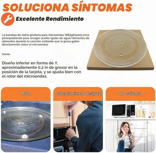 Vista 4 de Bandeja giratoria de vidrio para microondas de 12 1/2" de Beaquicy - Reemplazo para microondas GE, Kenmore, Samsung, Hotpoint - Plato de 31,8 cm