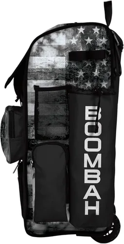 Vista 2 de Boombah Rolling Superpack Baseball/Softball Gear Bag - Telescopic Handle - Holds 4 Bats - Wheeled Version - USA Old Glory Black Ops