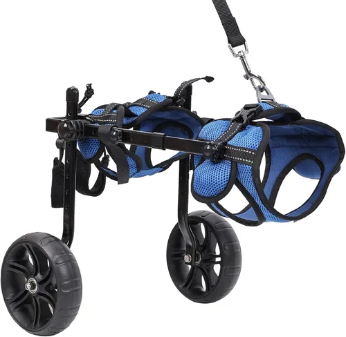 Vista 8 de Silla de ruedas para perros para patas traseras con neumáticos todo terreno mejorados y rodamientos duraderos, silla de ruedas ajustable para perro