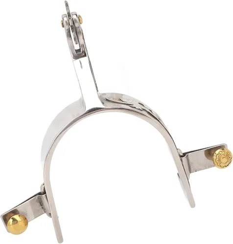 Vista 5 de Zerodis Espuelas de caballo de acero inoxidable para vaqueros occidentales con engranaje giratorio para equitación entusiasta ecuestre simple