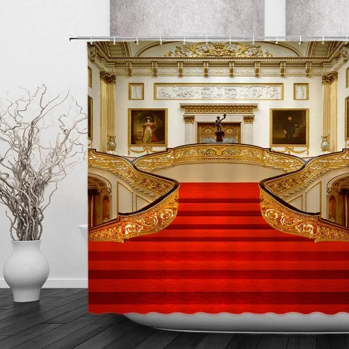 Vista 2 de Cortina de ducha de decoración náutica, diseño retro Titanic, estilo europeo, película de arte clásica, decoración de baño, tela de poliéster