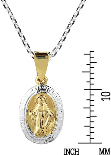 Vista 5 de AeraVida Mini collar con colgante de plata chapada en oro de dos tonos con oración milagrosa