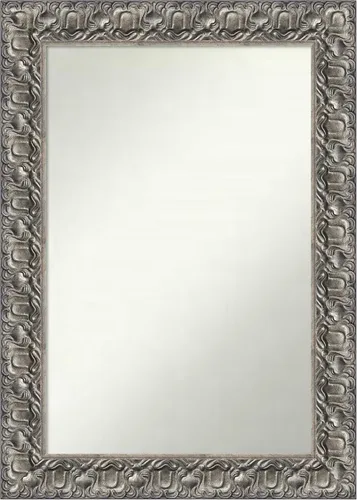 Vista 17 de Amanti Art Espejo de baño plateado para sobre fregadero, 26 x 26 pulgadas, espejo cuadrado de níquel pulido, marco de madera tradicional mediano, se