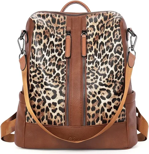 Vista 9 de CLUCI - Mochila de cuero para mujer, convertible, grande, para viajar, de diseñadora, moda, casual, bolso de hombro universitario
