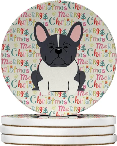 Vista 159 de Abyssinian Sand Terrier Merry Christmas - Posavasos grandes de piedra arenisca (4 unidades)