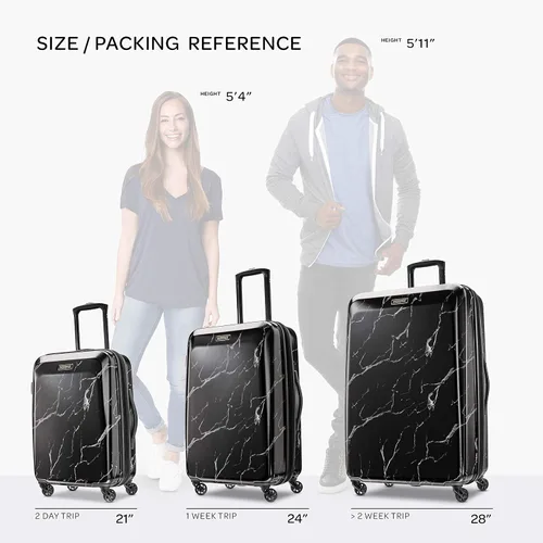 Vista 2 de AMERICAN TOURISTER Moonlight Hardside - Equipaje expandible con ruedas giratorias, Mármol negro), 92507-D773