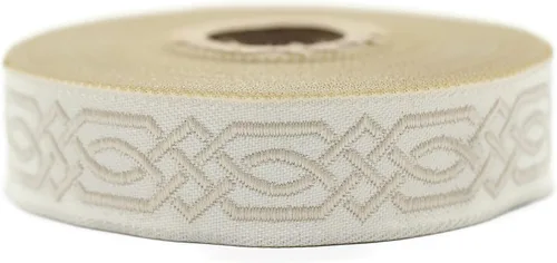Vista 8 de Carrete de 10.9 yardas 0.79 pulgadas de ancho azul celta Claddagh bordado Jacquard Ribbon 20272