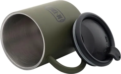 Vista 2 de M-Tac Taza térmica de viaje de 9.5 onzas con tapa, vaso térmico de doble pared aislado de acero inoxidable con mango ancho