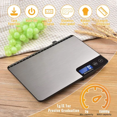 Vista 2 de Diyife - Báscula digital de cocina de 33 libras, área de pesaje grande (9 pulgadas), báscula electrónica profesional de alimentos, báscula doméstica