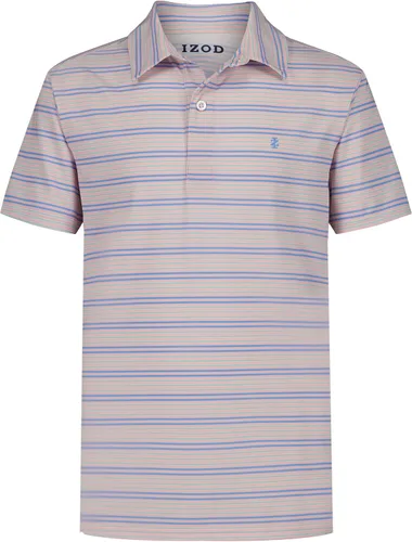 Vista 15 de Izod Boys' Performance Golf Grid Short Sleeve Stretch Collared Polo Shirt Atomizador Raya Azul