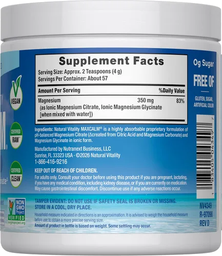 Vista 2 de Natural Vitality Original Calm - Mezcla de bebida de magnesio, 8 onzas