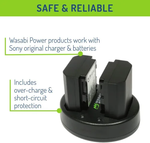 Vista 4 de Wasabi Power Batería (paquete de 2) y cargador USB dual para Sony NP-FZ100, BC-QZ1 y Sony FX3, a1, a9, a9 II, a7C, a7R III, a7R IV, a7S III, a7 III