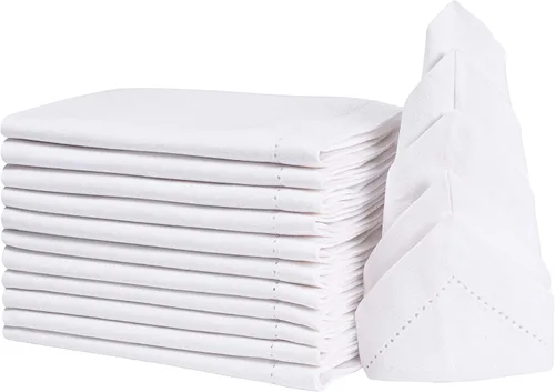 Vista 6 de Juego de 12 servilletas de tela con vainica, servilletas de tela, servilletas de algodón lavables, servilletas de algodón lavables, servilletas
