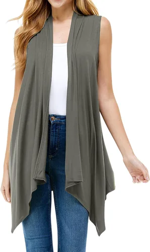 Vista 14 de Azules Sleeveless Cardigan for Women, Soft Lightweight Duster Open Front Sleeveless Long Cardigan Vest