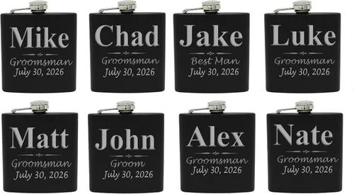 Vista 13 de My Personal Memories Juego de 1, 2, 3, 4, 5, 6, 7, 8 frascos negros personalizados – Frascos de regalo grabados personalizados, padrinos de boda