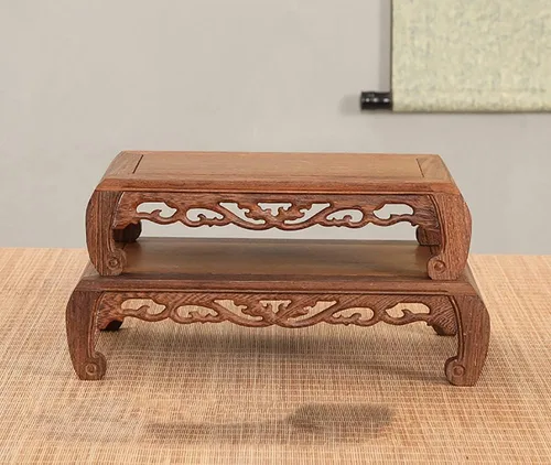 Vista 5 de GOLDY&WENDY Base de madera oriental de ala de pollo, pedestal de palisandro, soporte de pedestal rectangular para esculturas de plantas