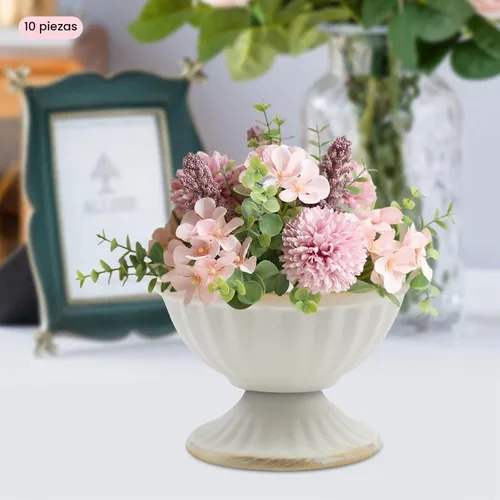 Vista 3 de Mini macetas blancas con arreglo de flores, 10 piezas para centro de mesa, mesa de boda de 2.6 pulgadas, decoración de maceta, maceta de trompeta