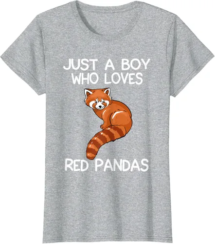 Vista 23 de Just A Boy Who Loves Red Pandas Gift - Camiseta con diseño de panda roja, Negro, S