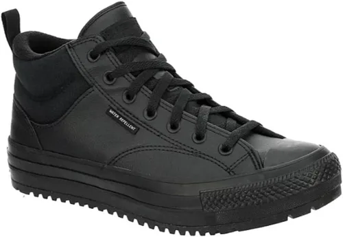 Vista 4 de Converse Chuck Taylor All Star Malden Street Mid High Sneaker Boot Leather - Estilo de cierre de cordones - Negro