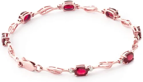 Vista 2 de Galaxy Gold GG Pulsera de tenis de oro rosa macizo de 14 quilates, diamante rubí de 4.21 quilates, Gema, Rubí