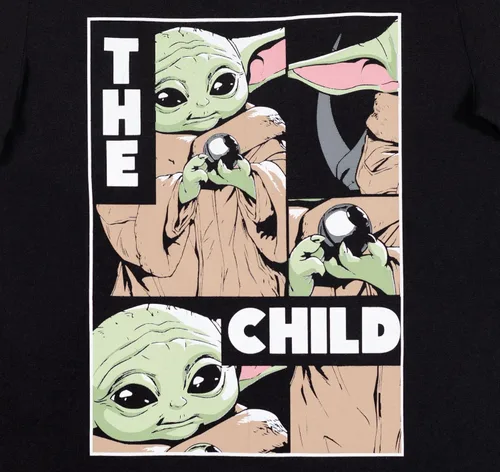 Vista 4 de STAR WARS The Mandalorian Baby Yoda Big Boys - Paquete de 2 camisetas gráficas amarillasnegras 18-20, Negro, amarillo