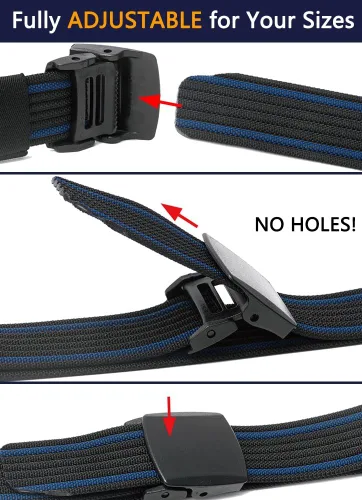 Vista 5 de LionVII Cinturones de nailon para hombre, cinturón transpirable con hebilla de plástico YKK duradera para trabajar, recortar para adaptarse a