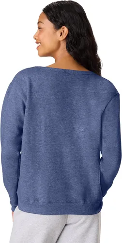 Vista 3 de Hanes Sudadera de cuello redondo para mujer, sudadera de forro polar Ecosmart con muesca en V, sudadera para mujer