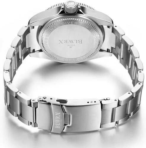 Vista 4 de BLWRX Reloj de acero inoxidable profesional automático de 3,280.8ft para hombre, Entre oro, deportes al aire libre