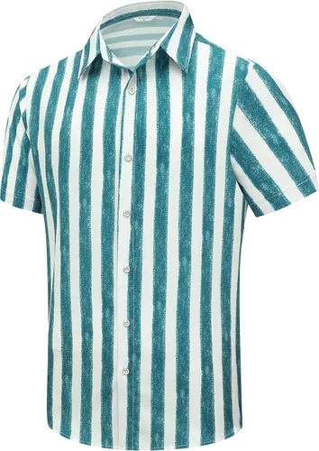 Vista 47 de SheLucki - Camisa hawaiana para hombre, unisex, de manga corta, con botones, para la playa y el verano, ropa casual estampada con sombra de palmas