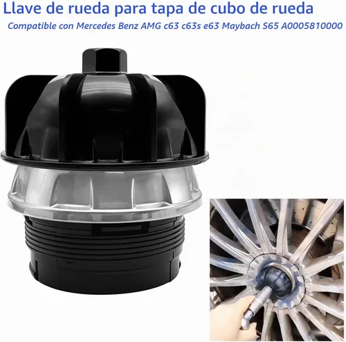 Vista 2 de ZKTOOL Llave de rueda para tapa de cubo de rueda compatible con Mercedes-Benz W205 AMG e63 c63 c63s Maybach S65, 2015-2019, llave de extracción
