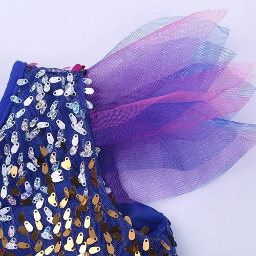 Vista 7 de iiniim Vestido tutú de ballet con lentejuelas halter para niñas con pulsera, para competición, salsa latina, tango, danza