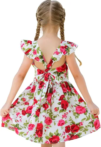 Vista 186 de Vestido de verano para niña, de algodón, con diseño floral