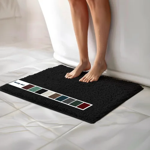 Vista 60 de Muddy Mat Alfombras de Baño de Chenilla de Microfibra de Secado Rápido Antideslizantes Lavables, Extra Gruesas, Suaves y Altamente Absorbentes Gris