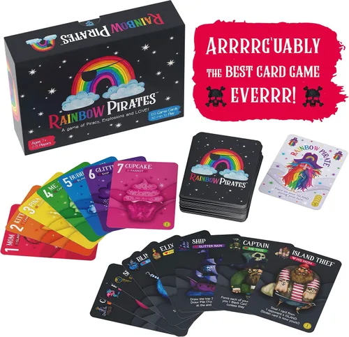 Vista 2 de Sweet Bros Games Rainbow Pirates - Divertido juego familiar para niños, adolescentes y adultos, juego de cartas estilo Rummy para 2 a 5 jugadores