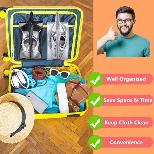 Vista 4 de Li'segarote Bolsas de zapatos para viajes, paquete de 6 bolsas grandes multicolor para zapatos para hombres y mujeres, bolsa organizadora de zapatos