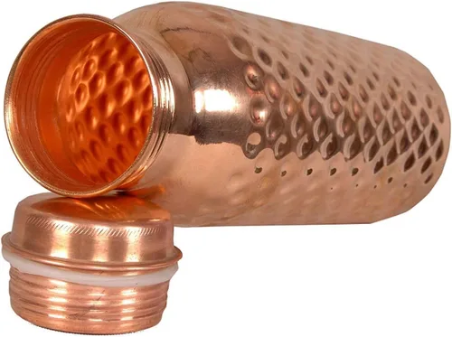 Vista 2 de Ukal Botella de agua de cobre martillado con tapa (34 oz) (paquete de 1)