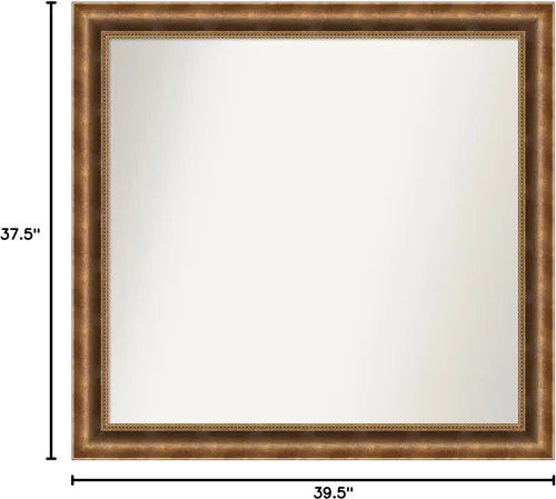 Vista 834 de Amanti Art Espejo de pared personalizado no biselado (25 x 25 pulgadas), marco de bronce acentuado, varios tamaños personalizados, espejo de baño