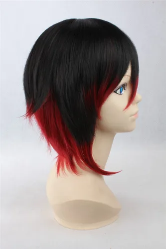 Vista 4 de COSPLAZA Cosplay peluca de Halloween negro rojo rubí rosa mujeres anime show corto fiesta anime show pelo