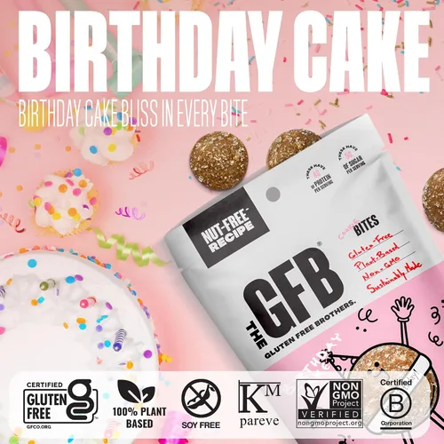Vista 3 de The GFB Bocaditos de proteína aptos para alérgenos para pastel de cumpleaños, aperitivos sin gluten sin nueces, bolas de proteína a base de plantas