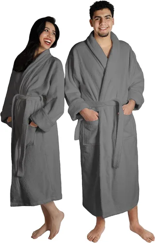 Vista 5 de Superior Traditional Premium Turkish Cotton Lightweight Long Bathrobe with Pockets Bath Robes, Men's Small-Medium, Grey