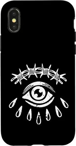 Vista 4 de iPhone 14 alambre de púas ojo gótico grunge punk alternativa tatuaje flash caso