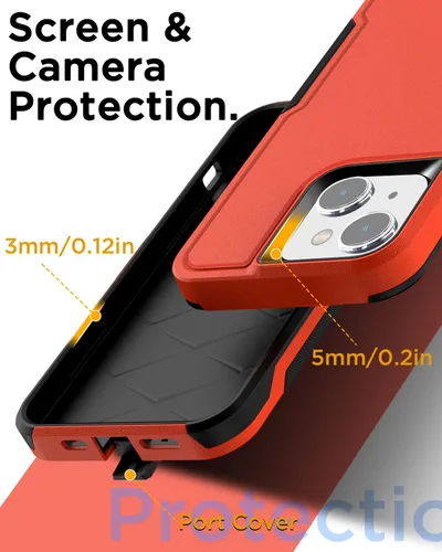 Vista 6 de AICase Funda para iPhone 15 Plus con protector de pantalla de vidrio + lente de cámara, resistente protección contra caídas, cuerpo completo
