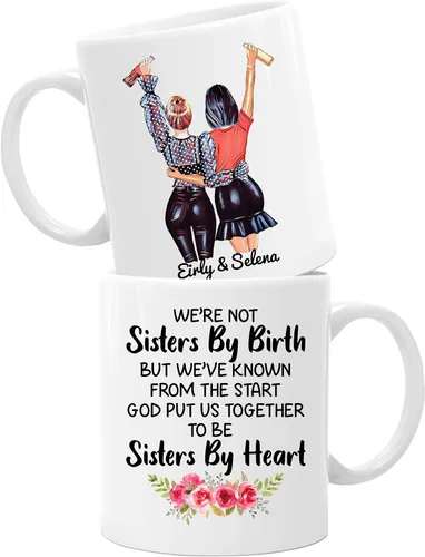 Vista 11 de Taza personalizada para mejor amiga para mujer, con texto en inglés "Best Friends We'll Be Friends Until We're Old Taza para mejor amiga, mejor