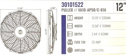 Vista 6 de SPAL 30101522 - Extractor de ventilador de 12 pulgadas, cuchillas curvas VA10-AP50/C-61A Paquete de 2